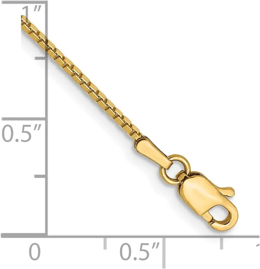 Sonia Jewels Real 14k Yellow Gold 1.05mm Box Chain Necklace - with Secure Lobster Lock Clasp