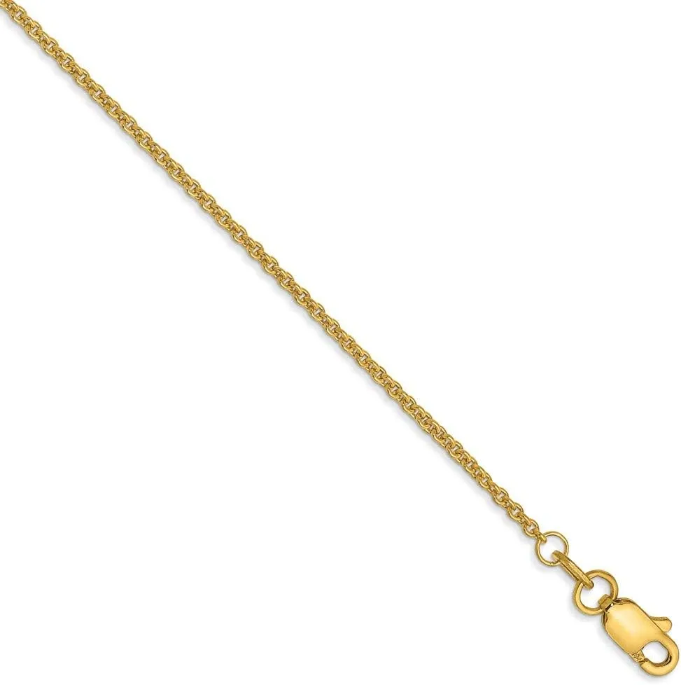 Sonia Jewels Real 14k Yellow Gold 1.5mm Cable Foot Chain Ankle Bracelet Anklet - with Secure Lobster Lock Clasp 10"