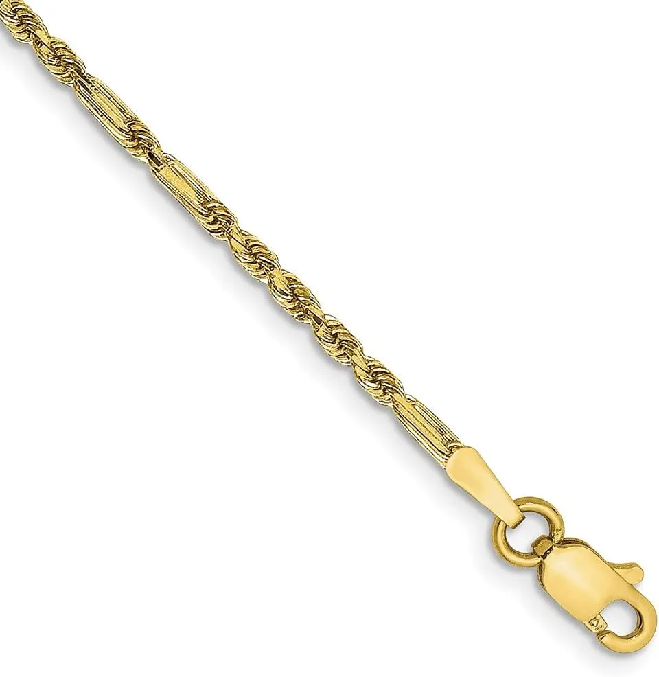 Sonia Jewels Real 14k Yellow Gold 1.8mm Milano Rope Chain Necklace - with Secure Lobster Lock Clasp