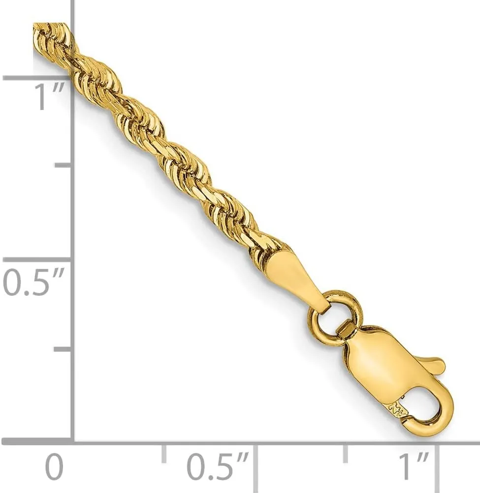 Sonia Jewels Real 14k Yellow Gold 2.75mm Diamond-Cut Quadruple Rope Chain Necklace - with Secure Lobster Lock Clasp