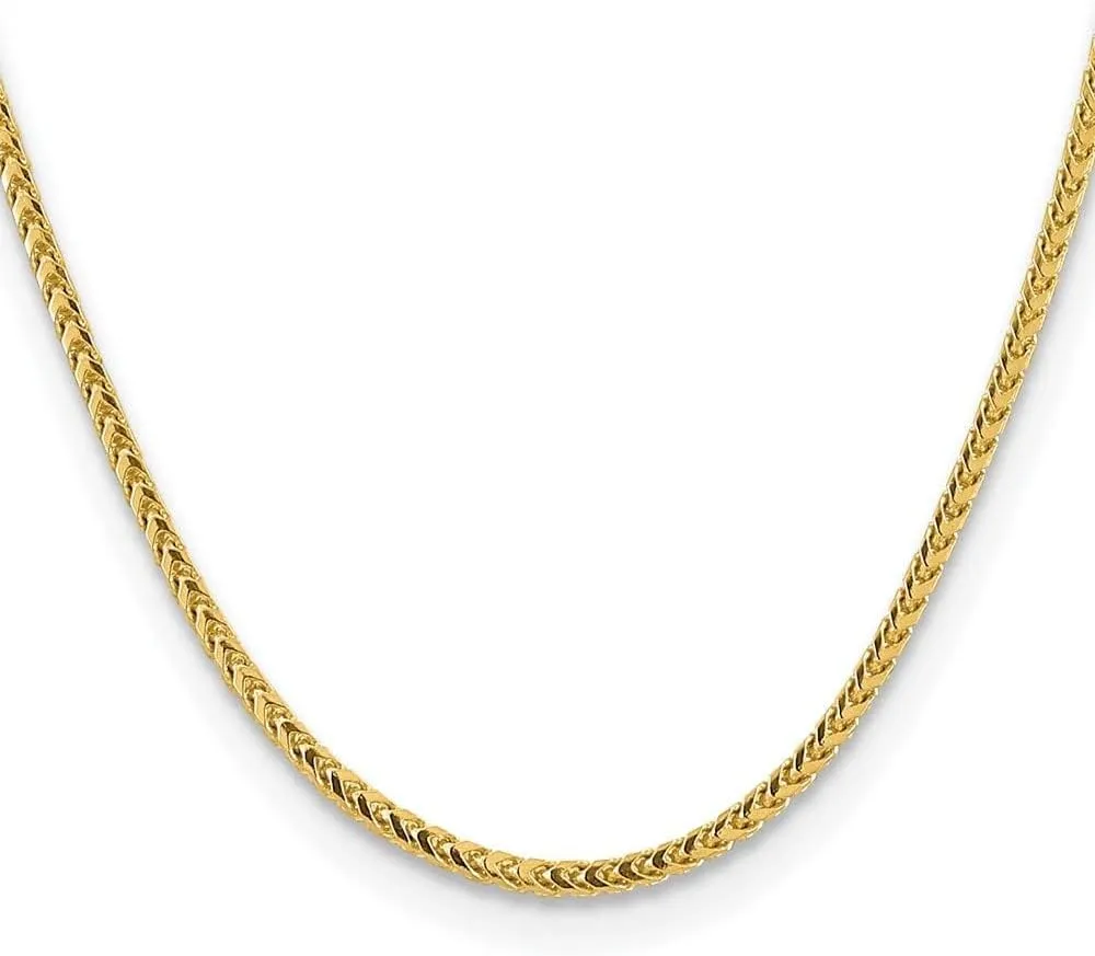 Sonia Jewels Real 14k Yellow Gold 3mm Franco Chain Necklace - with Secure Lobster Lock Clasp