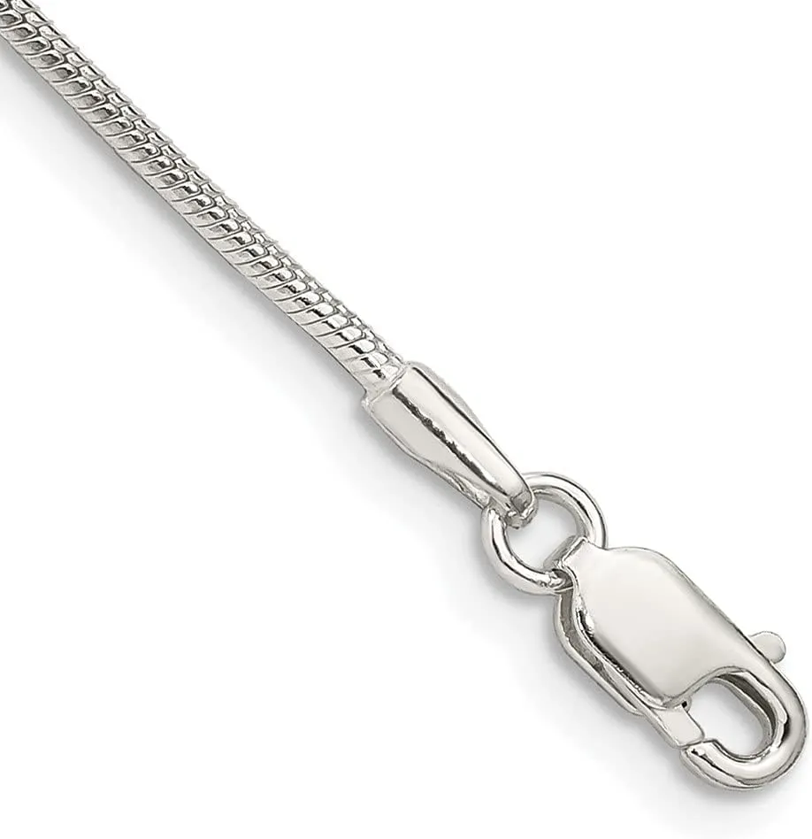 Sonia Jewels Real 925 Sterling Silver 1.25mm Round Snake Chain Necklace - with Secure Lobster Lock Clasp