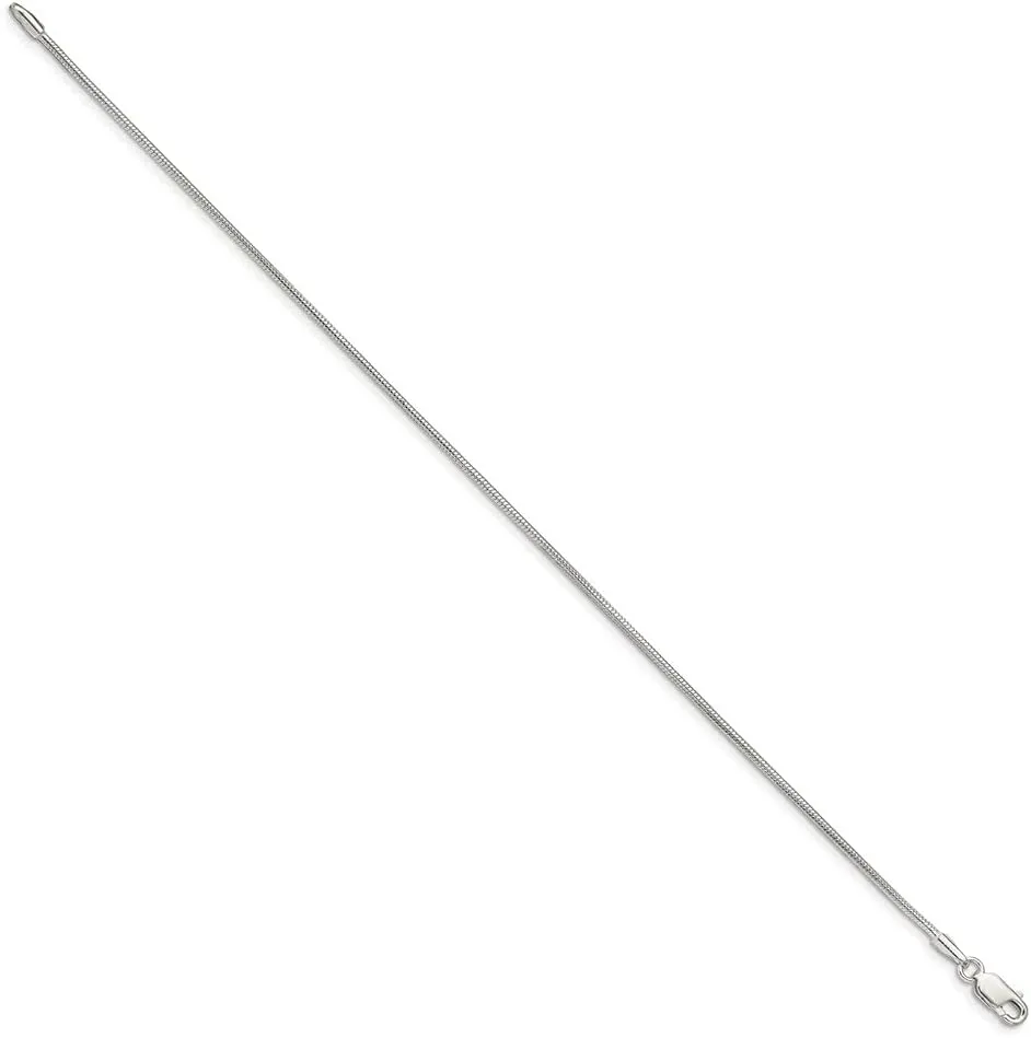 Sonia Jewels Real 925 Sterling Silver 1.25mm Round Snake Chain Necklace - with Secure Lobster Lock Clasp
