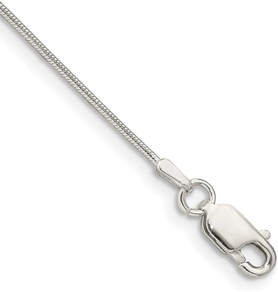 Sonia Jewels Real 925 Sterling Silver .8mm Round Snake Chain Necklace - with Secure Lobster Lock Clasp