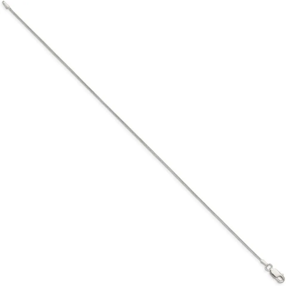 Sonia Jewels Real 925 Sterling Silver .8mm Round Snake Chain Necklace - with Secure Lobster Lock Clasp