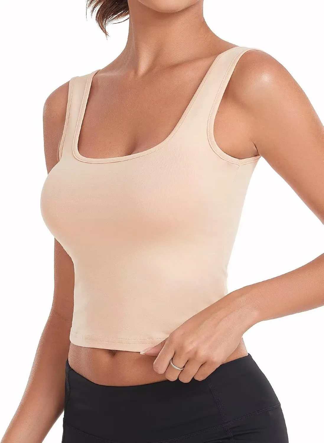 Sports Crop Tank Tops for Women Cropped Workout Tops Racerback Running Yoga Tanks Cotton Sleeveless Gym Shirts 3 Pack