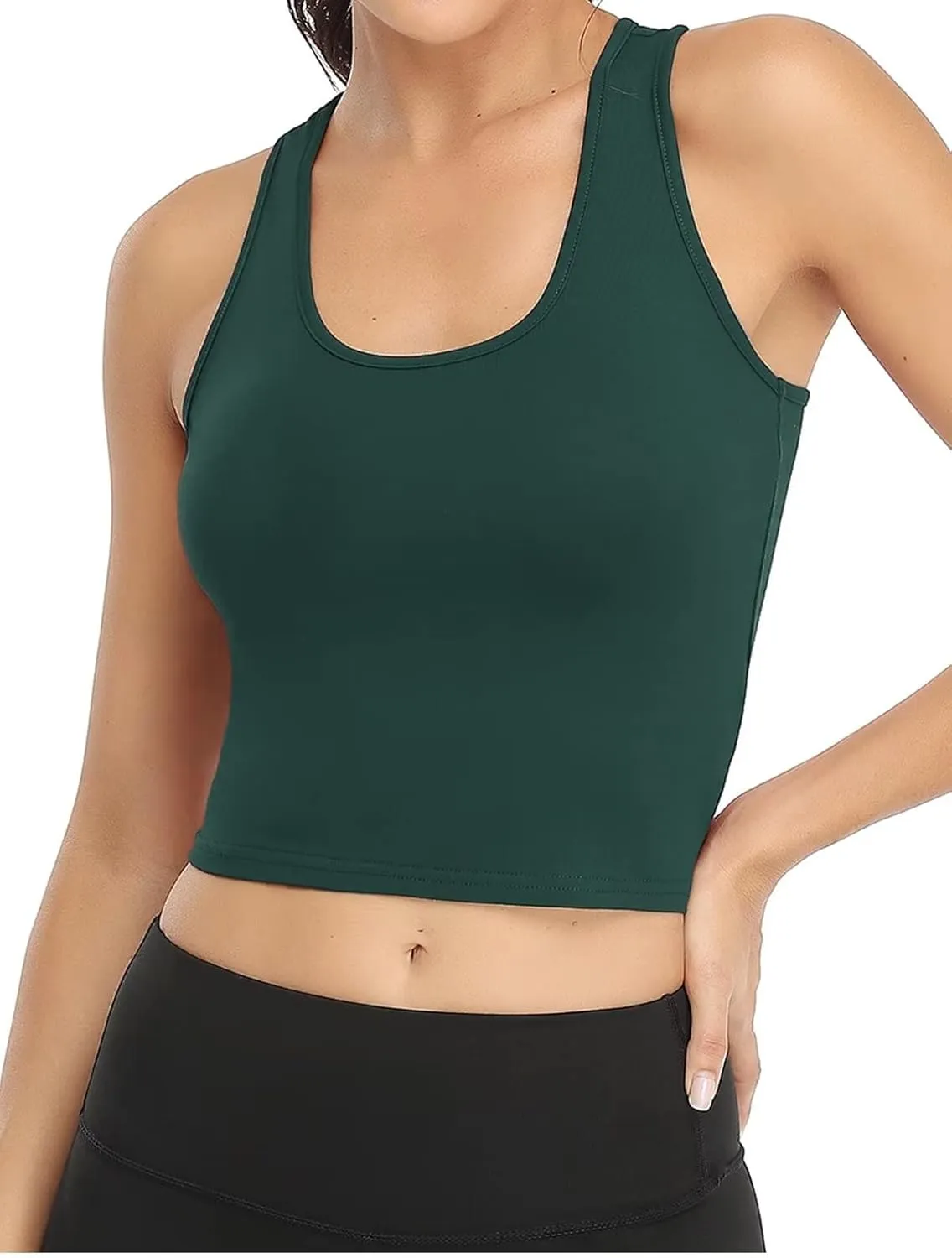 Sports Crop Tank Tops for Women Cropped Workout Tops Racerback Running Yoga Tanks Cotton Sleeveless Gym Shirts 3 Pack