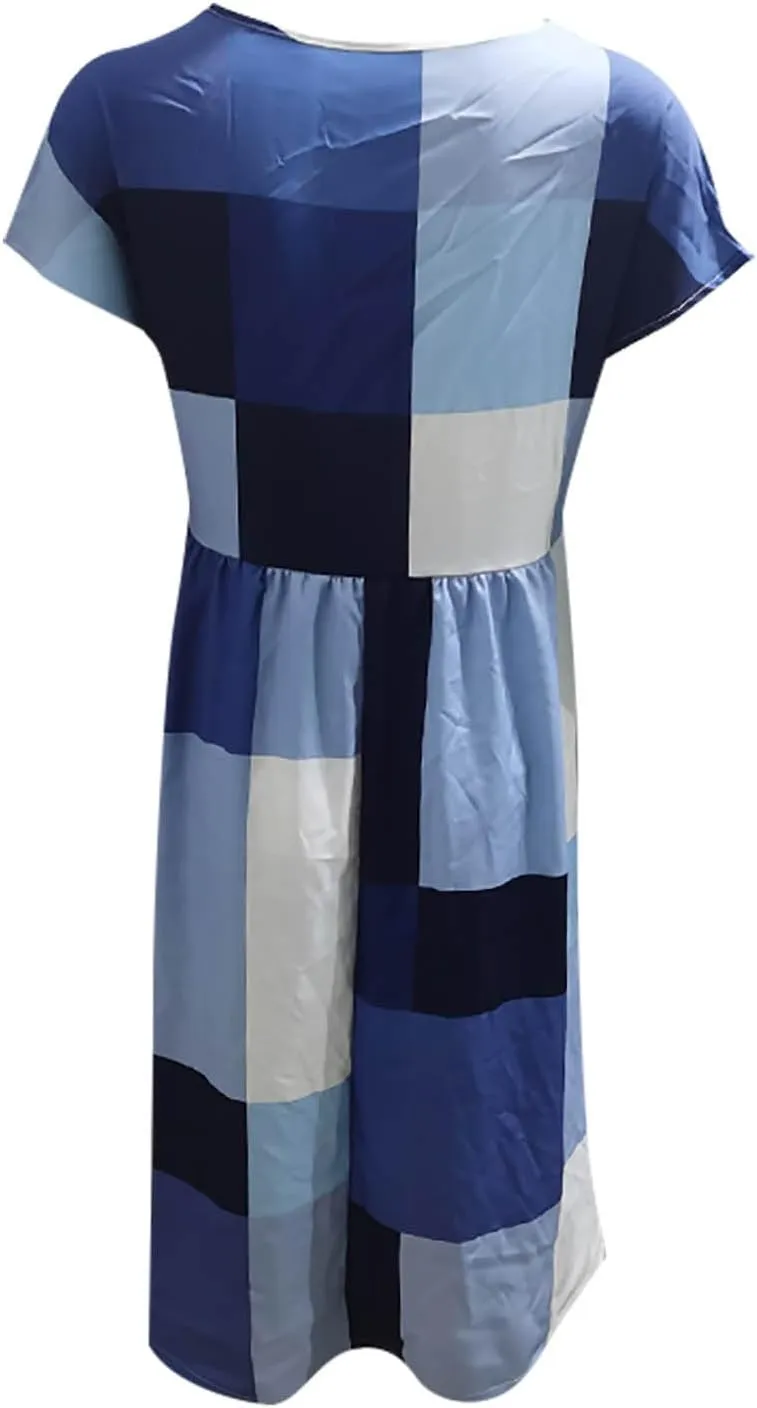 Spring Dresses for Women 2025 Casual Summer Short Sleeve V Neck Mini A-Line Ruffle Flowy Dress Cocktail Party Dresses