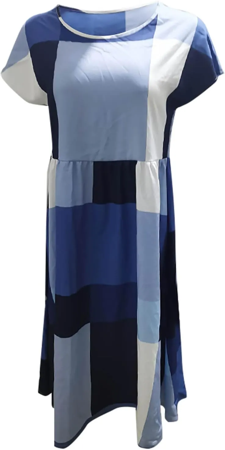 Spring Dresses for Women 2025 Casual Summer Short Sleeve V Neck Mini A-Line Ruffle Flowy Dress Cocktail Party Dresses