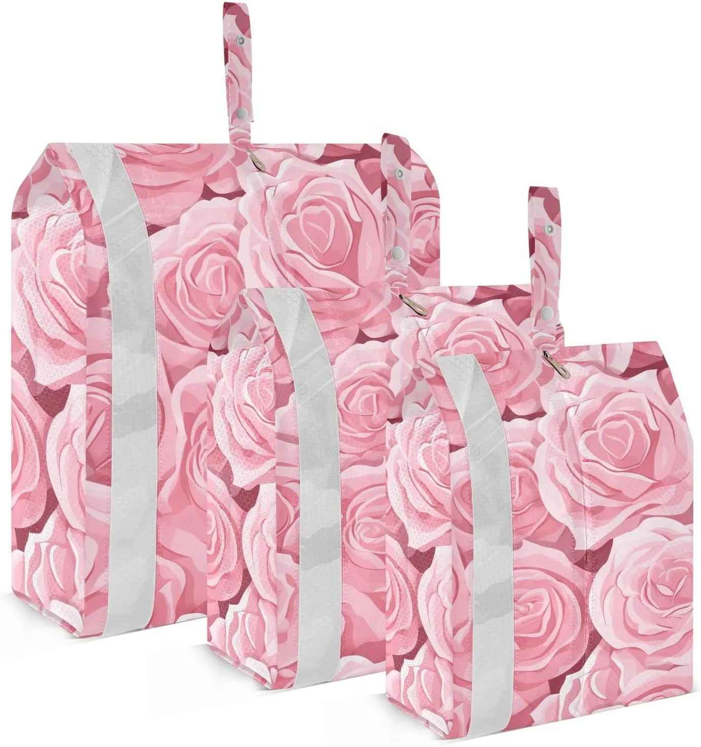 SPRIPORT Pink Roses 3 Set Compression Packing Cubes for Travel Lightweight Luggage Organizer Bags for Carry on Suitcase Luggage Cubes for Man Woman Vacation Clothes