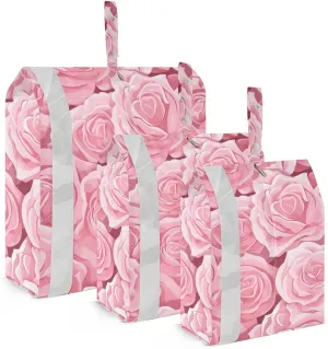 SPRIPORT Pink Roses 3 Set Compression Packing Cubes for Travel Lightweight Luggage Organizer Bags for Carry on Suitcase Luggage Cubes for Man Woman Vacation Clothes