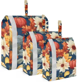 SPRIPORT Pumpkins Fall Flowers 3 Set Compression Packing Cubes for Travel Lightweight Luggage Organizer Bags for Carry on Suitcase Travel Cubes for Man Woman Vacation Clothes