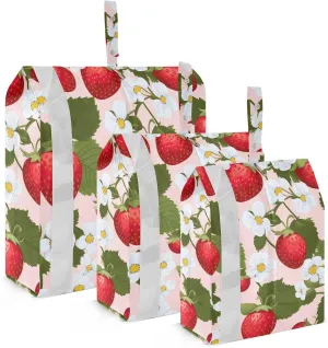 SPRIPORT Strawberry Flower 3 Set Compression Packing Cubes for Travel Lightweight Luggage Organizer Bags for Carry on Suitcase Luggage Cubes for Vacation Woman Man Clothes