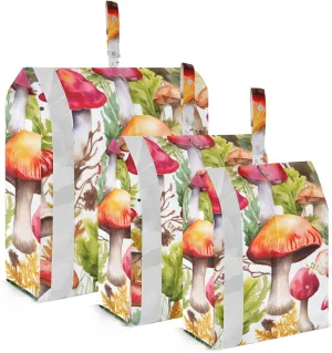 SPRIPORT Watercolor Mushrooms Leaves 3 Set Compression Packing Cubes for Travel Lightweight Luggage Organizer Bags for Carry on Suitcase Luggage Cubes for Woman Man Clothes