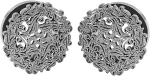 Stainless Steel Plugs for Men, Piercing Jewelry Round with Hollow Flower Plugs Ear Piercing Jewelry