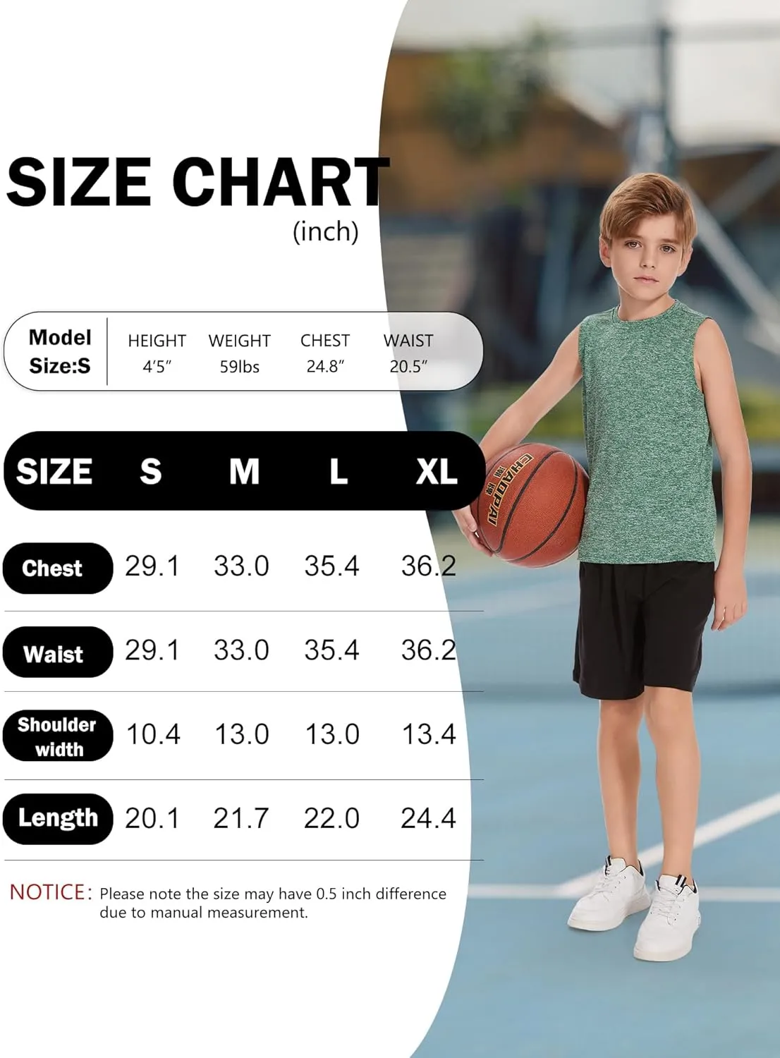 Star Vibe 5 Pack Boys Tank Tops Dry-Fit, Moisture Wicking Active Athletic Shirts Sleeveless Performance T-Shirts for Kids