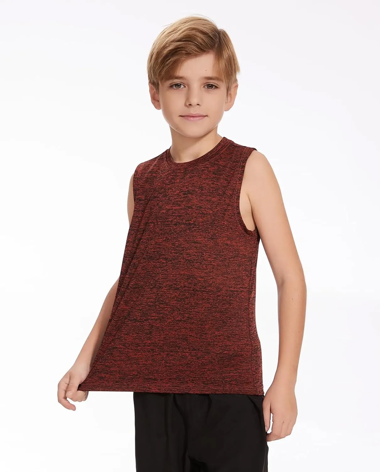 Star Vibe 5 Pack Boys Tank Tops Dry-Fit, Moisture Wicking Active Athletic Shirts Sleeveless Performance T-Shirts for Kids