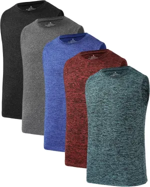 Star Vibe 5 Pack Boys Tank Tops Dry-Fit, Moisture Wicking Active Athletic Shirts Sleeveless Performance T-Shirts for Kids