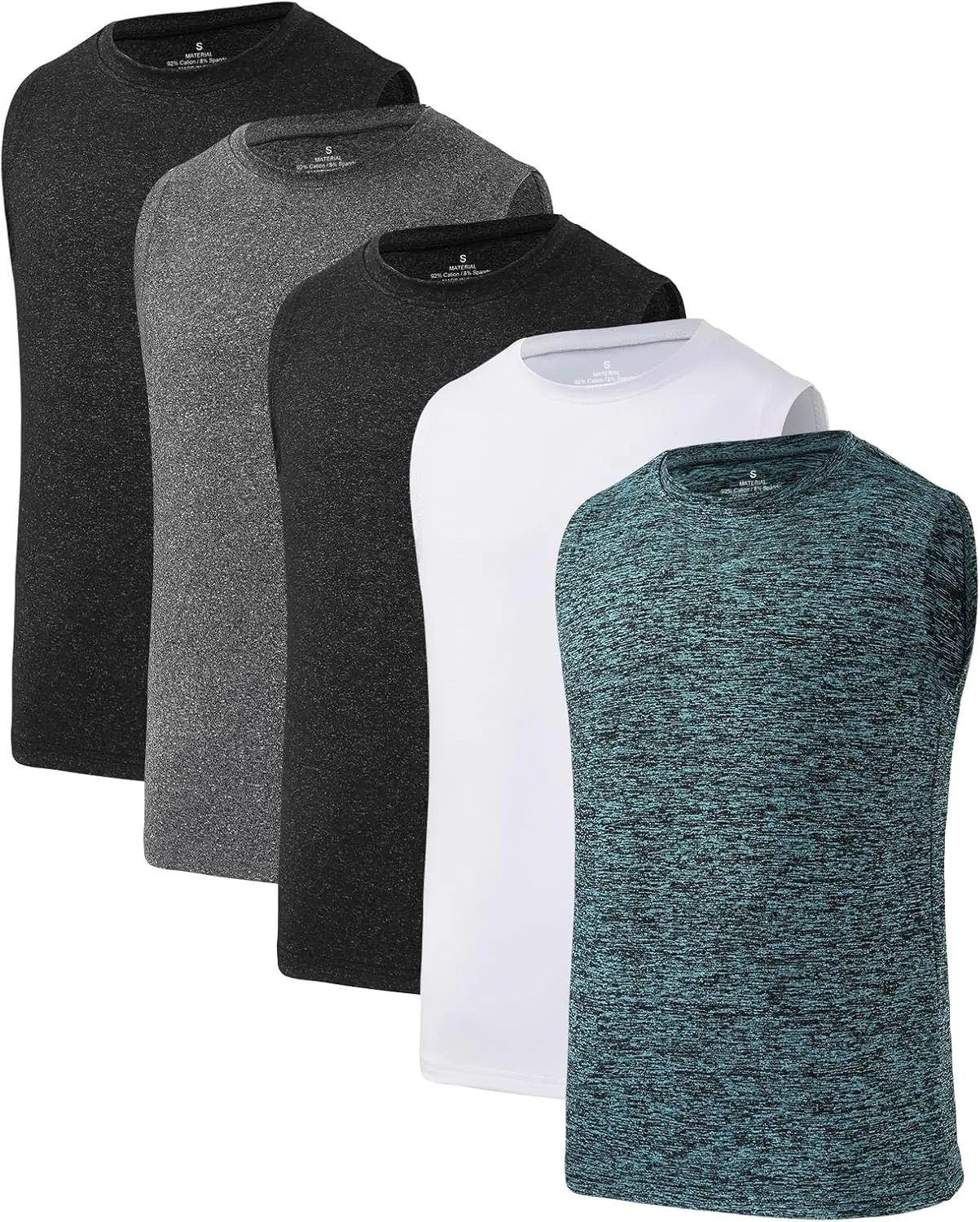 Star Vibe 5 Pack Boys Tank Tops Dry-Fit, Moisture Wicking Active Athletic Shirts Sleeveless Performance T-Shirts for Kids