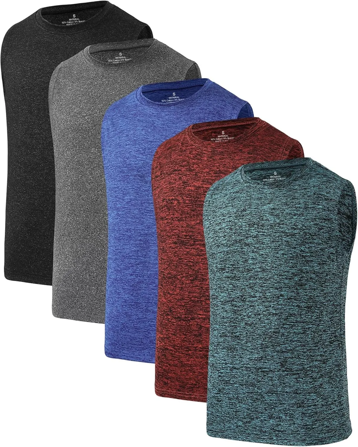 Star Vibe 5 Pack Boys Tank Tops Dry-Fit, Moisture Wicking Active Athletic Shirts Sleeveless Performance T-Shirts for Kids