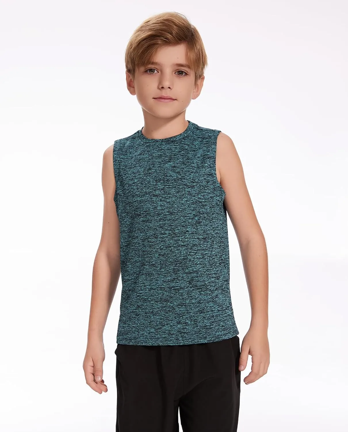 Star Vibe 5 Pack Boys Tank Tops Dry-Fit, Moisture Wicking Active Athletic Shirts Sleeveless Performance T-Shirts for Kids