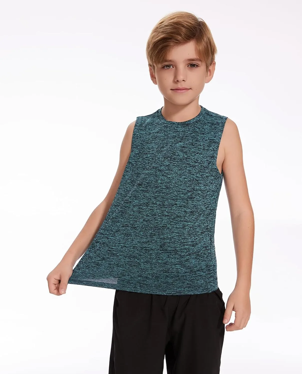 Star Vibe 5 Pack Boys Tank Tops Dry-Fit, Moisture Wicking Active Athletic Shirts Sleeveless Performance T-Shirts for Kids