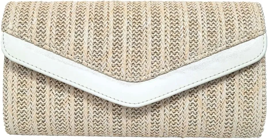 Straw Clutch Purse for Women Summer Beach Envelope Evening Shoulder Bag Woven Wedding Travel Party Crossbody Bag