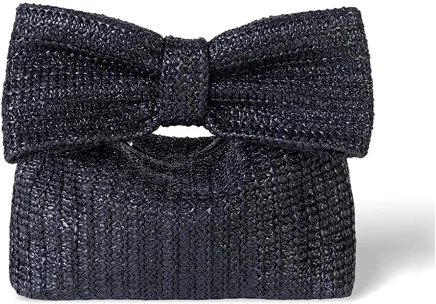Straw Clutch Purse for Women, Summer Handmade Woven Bow Purse and Handbag Evening Bag for Beach Party Wedding Vacation
