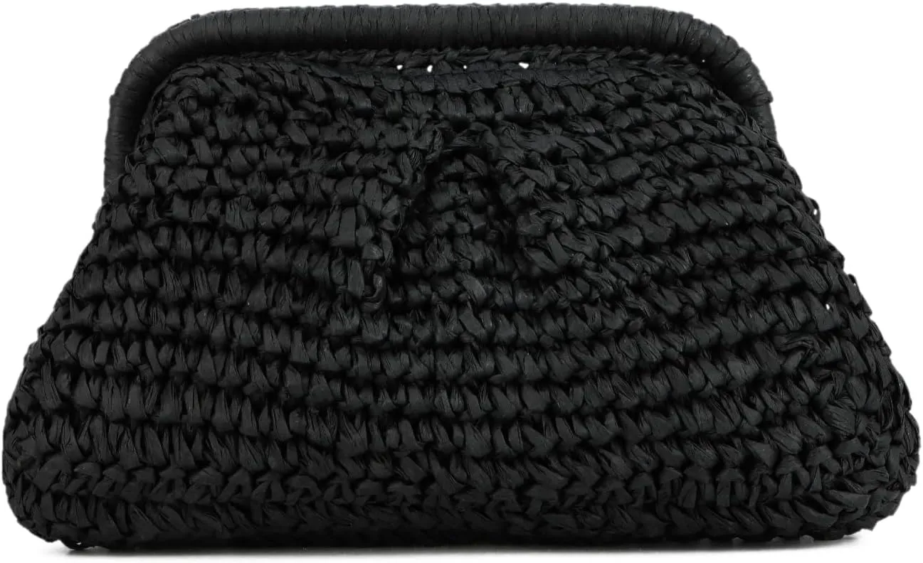 Straw Clutch Purses for Women Small Woven Dumpling Bag Summer Beach Clutch Wicker Crossbody Purses