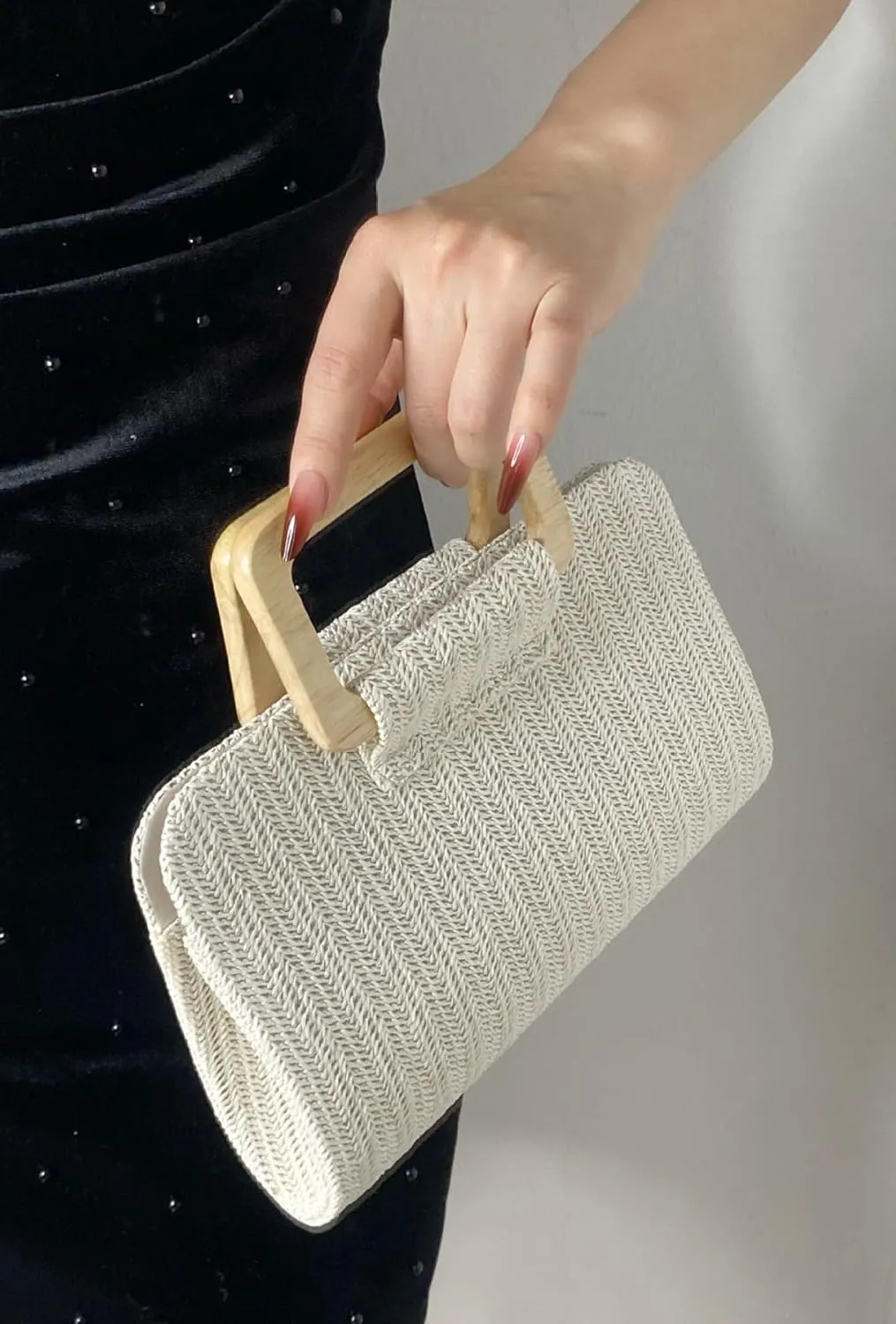 Straw Woven Evening Handbags For Women Boho Clutch Purses For Party,Prom,Wedding Slouchy Ladies Summer Beach Bag