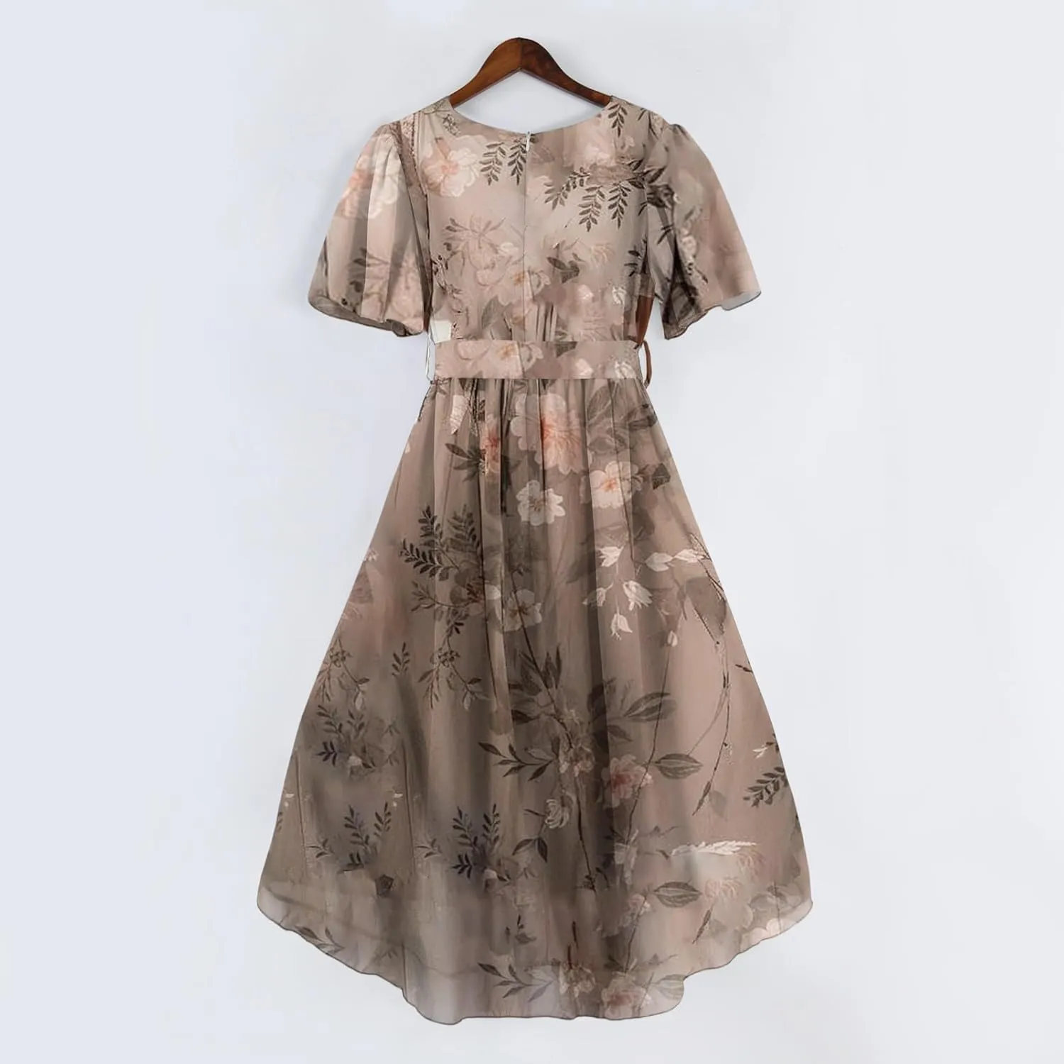 Summer Dresses for Women 2025 Casual Trendy Short Sleeve V-Neck Floral Printed Solid Vacation Cocktail Dress, S-2XL