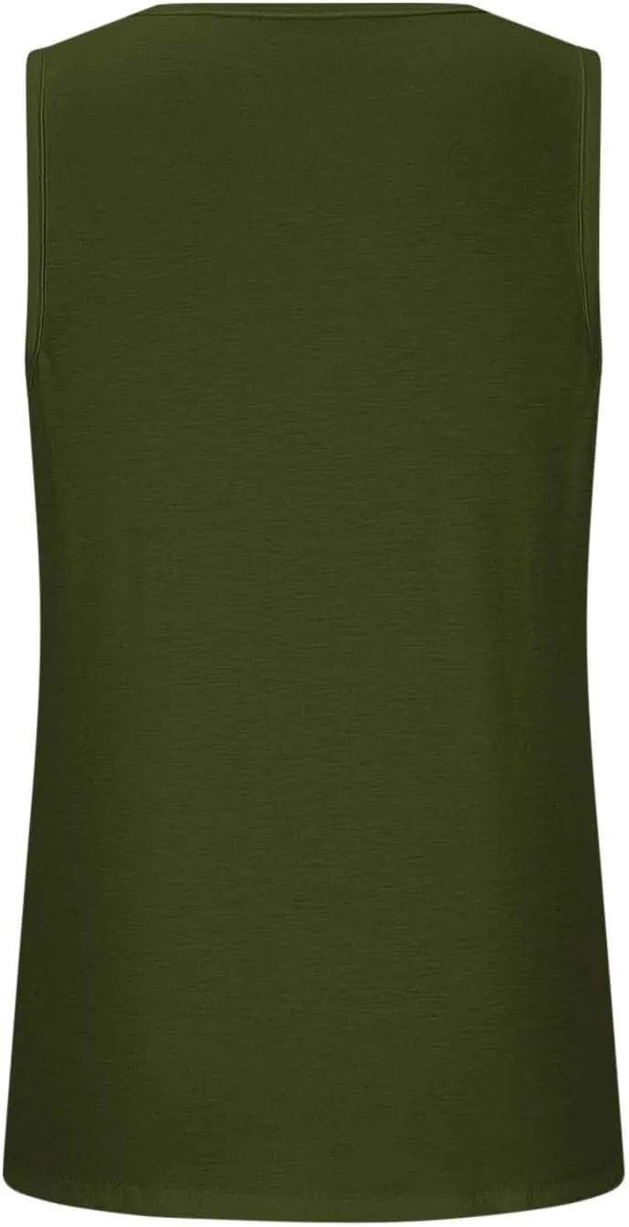 Summer Pleated Tank Tops for Women Loose Fit Casual Flowy Tops Solid Color Comfy Flowy Sleeveless Blouse Shirt