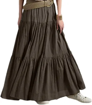 Summer Women Elastic High Waist Ruffle Maxi Long Skirt Flowy Tiered Pleated A Line Long Skirt Trendy Flared Skirts