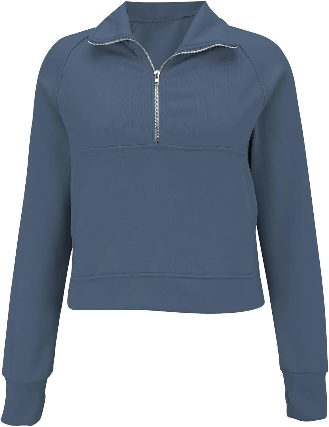 Sweatshirt for Womens Fall Fashion 2024 Half Zip Cropped Sweatshirt Pullover Fleece Zipper Hoodie Thumb Hole
