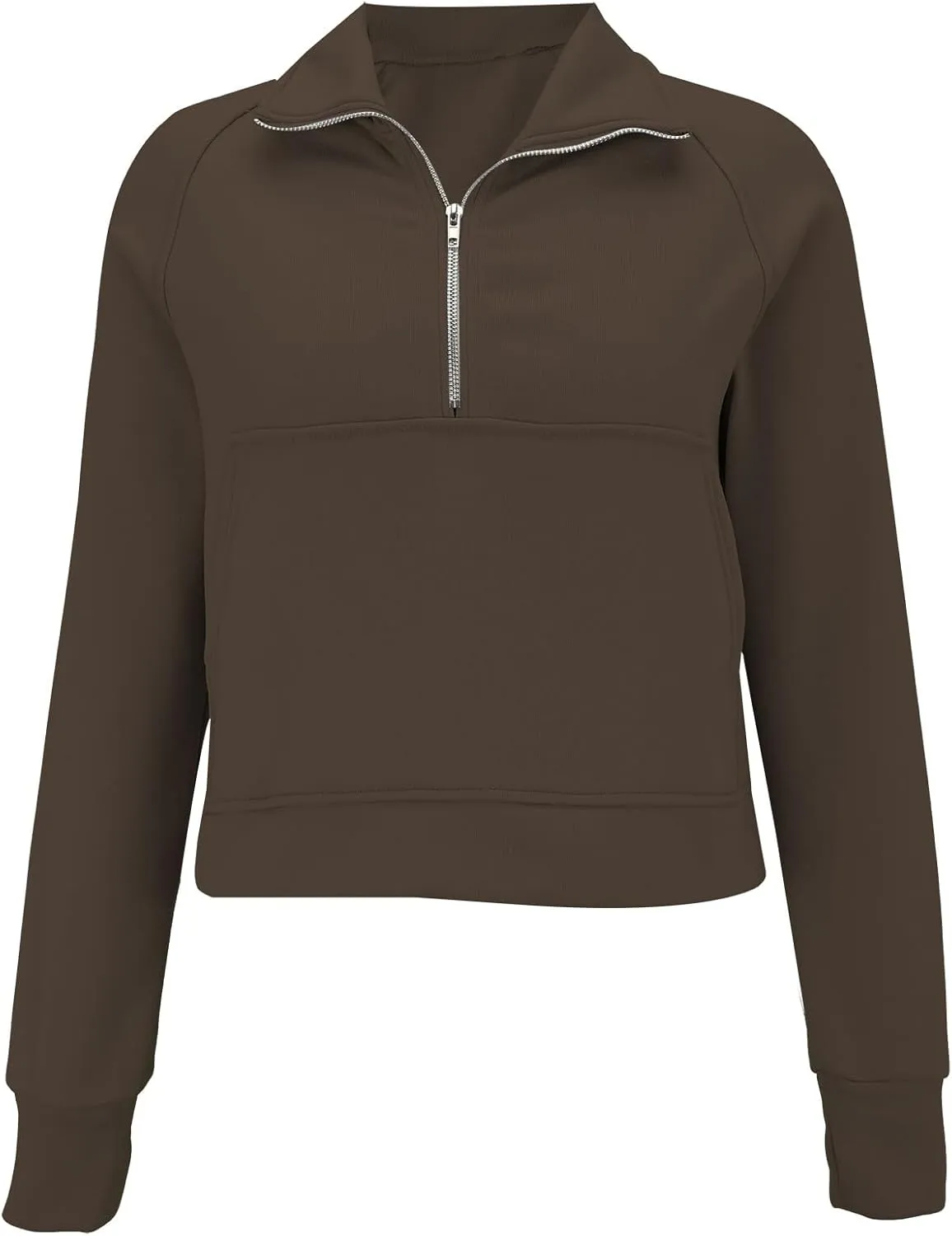 Sweatshirt for Womens Fall Fashion 2024 Half Zip Cropped Sweatshirt Pullover Fleece Zipper Hoodie Thumb Hole