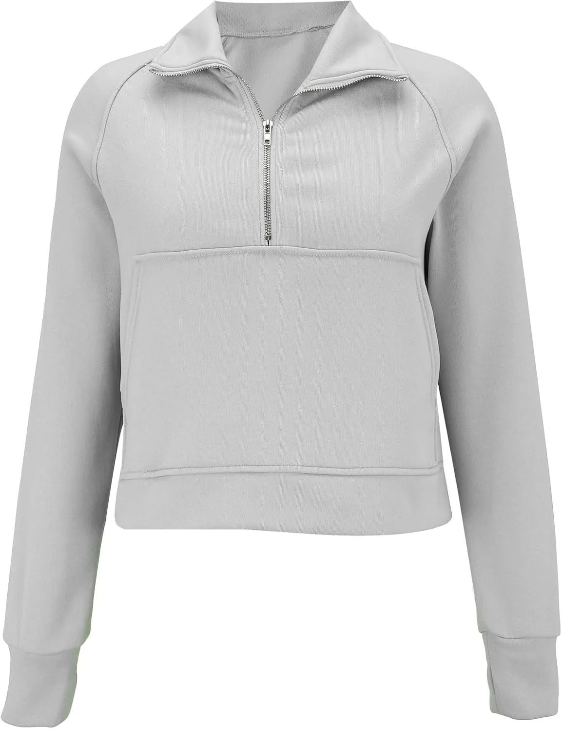 Sweatshirt for Womens Fall Fashion 2024 Half Zip Cropped Sweatshirt Pullover Fleece Zipper Hoodie Thumb Hole