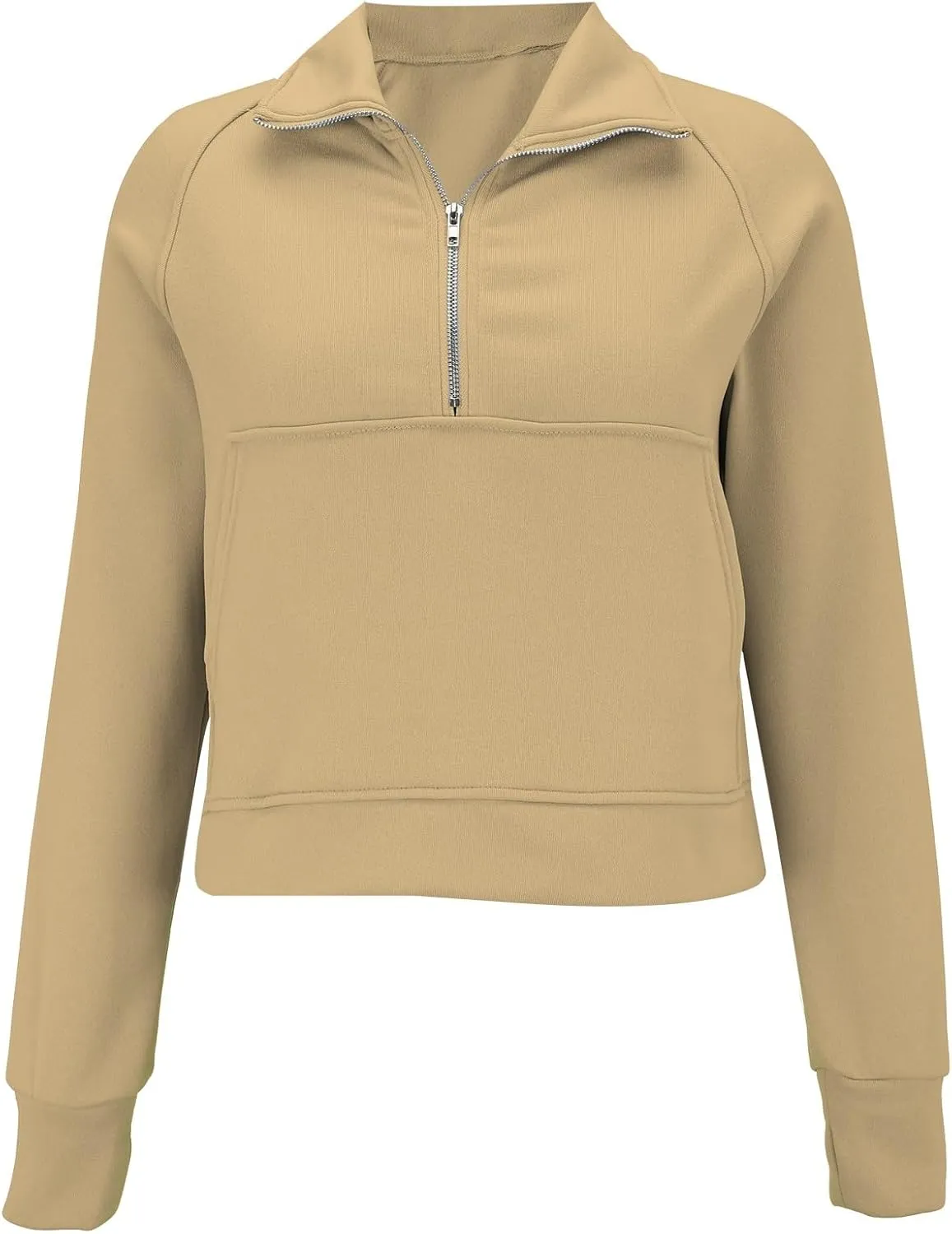 Sweatshirt for Womens Fall Fashion 2024 Half Zip Cropped Sweatshirt Pullover Fleece Zipper Hoodie Thumb Hole
