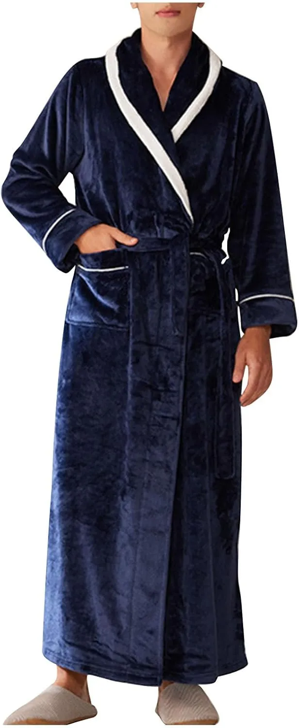 TANGNADE Womens Bathrobe Ladies Flannel Fleece Plush Warm Long Robes Comfy Home Wear Pajamas Nightgown Sleepwear