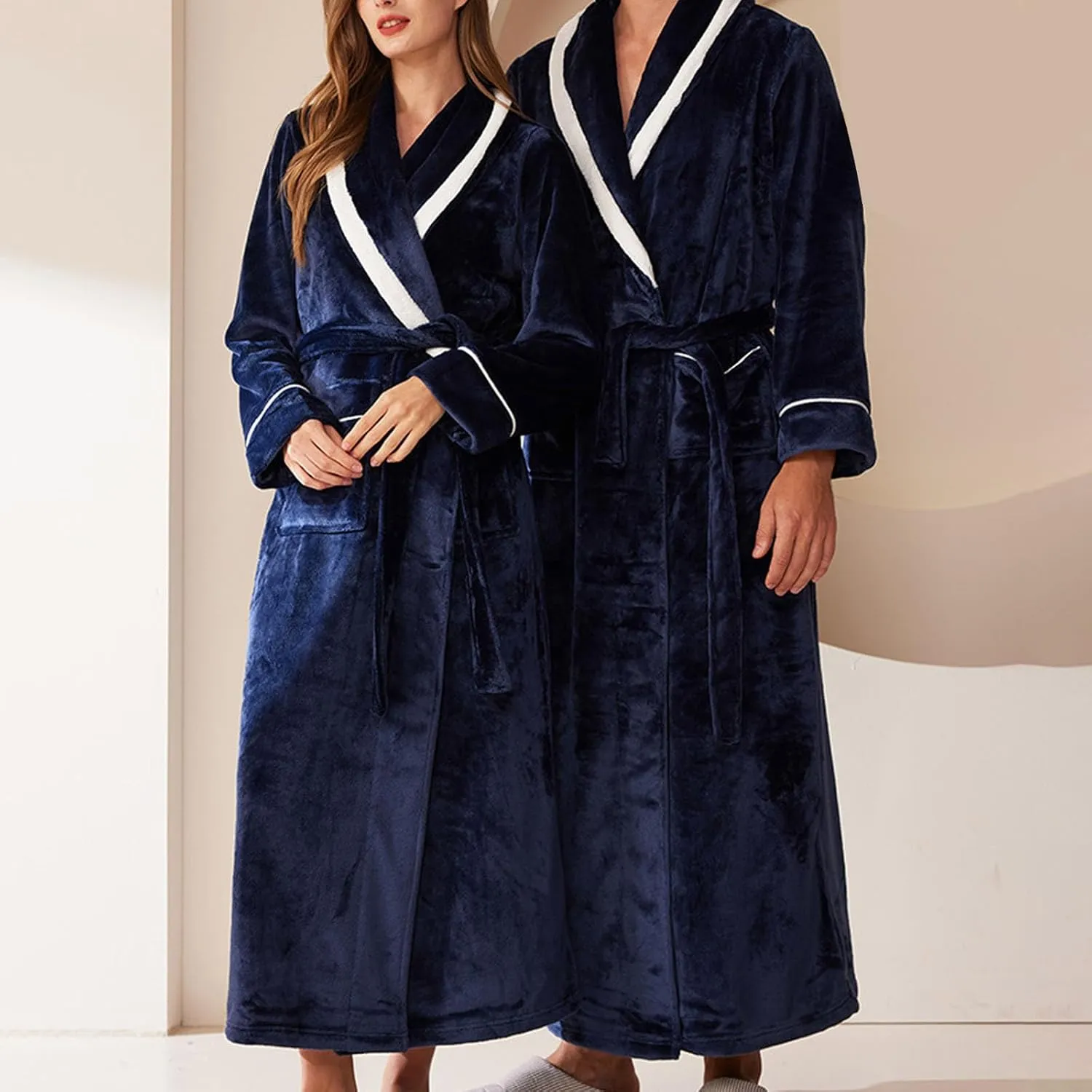 TANGNADE Womens Bathrobe Ladies Flannel Fleece Plush Warm Long Robes Comfy Home Wear Pajamas Nightgown Sleepwear