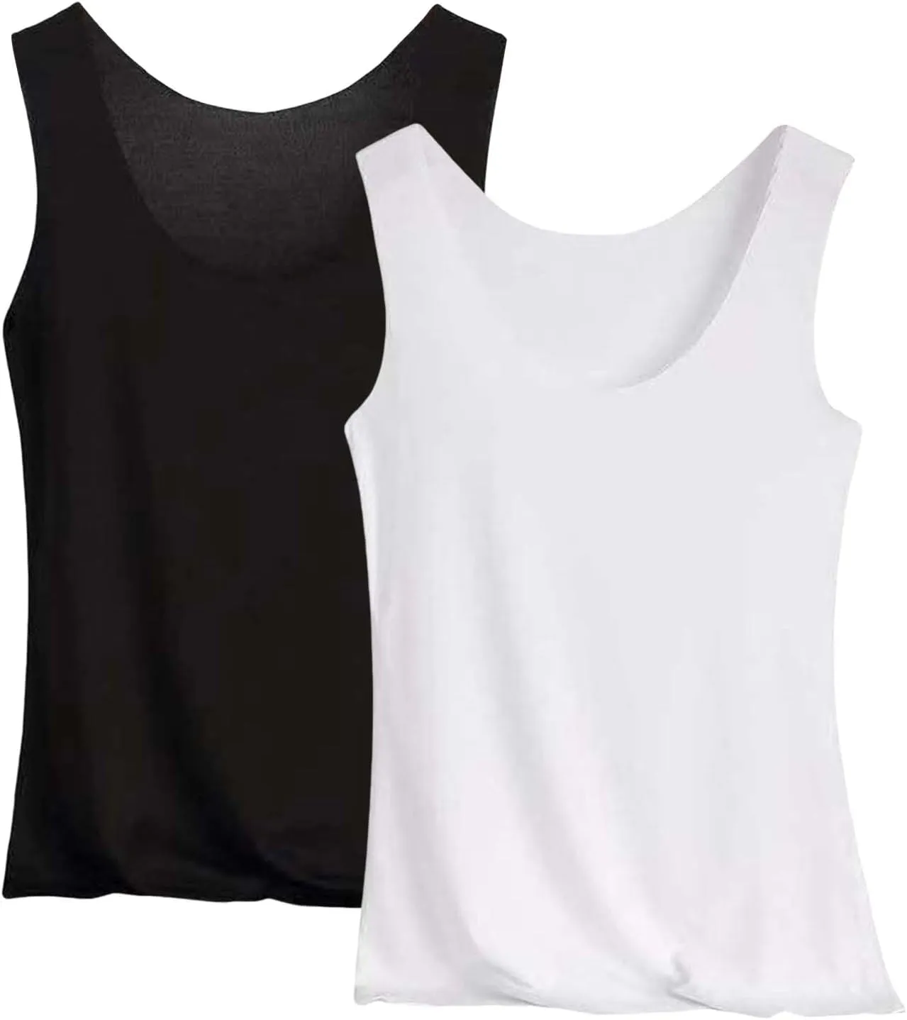 Tank Tops Womens Scoop Neck Sleeveless Shirts for Women Layering Camisoles Undershirts 2 Pack