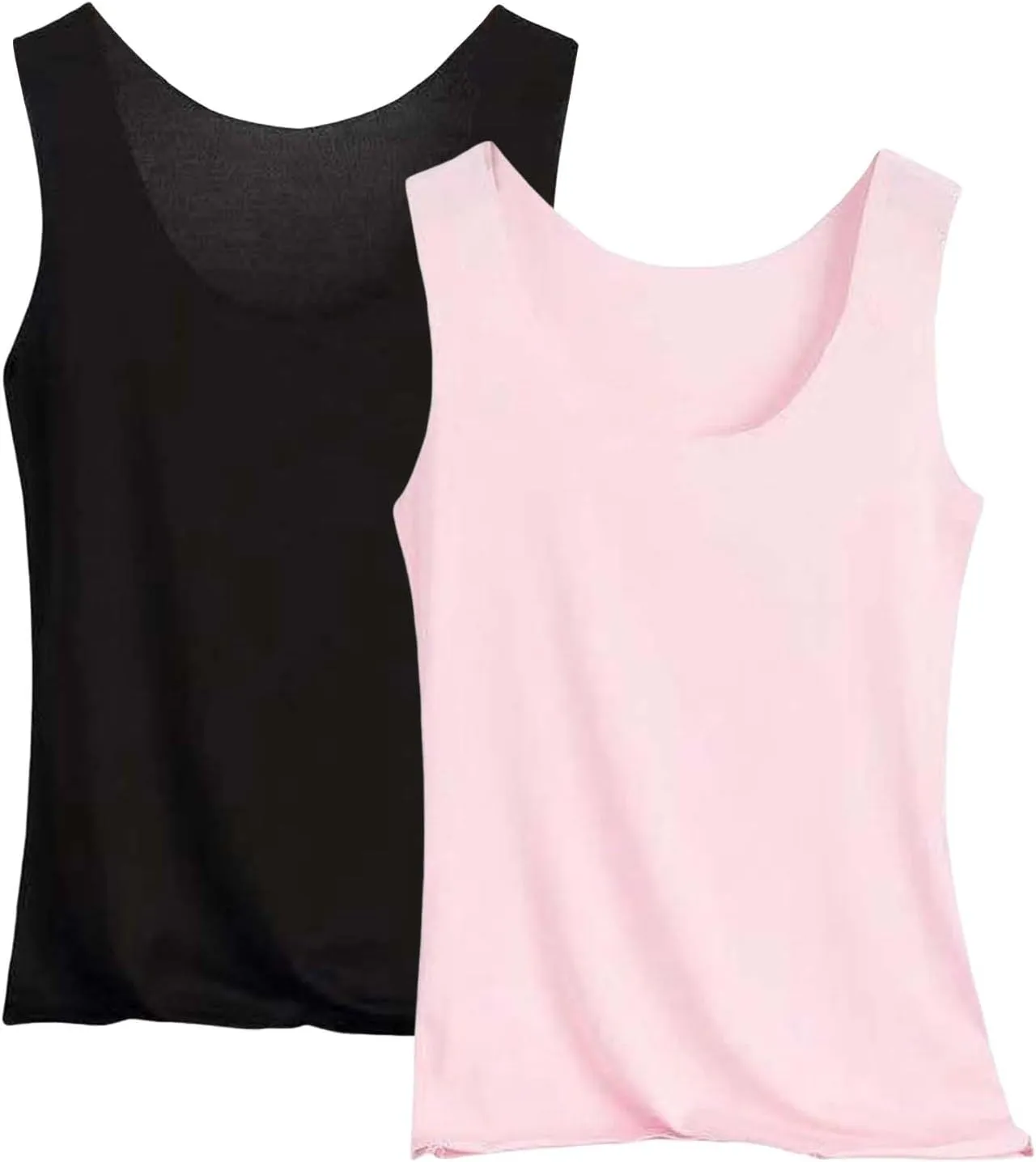 Tank Tops Womens Scoop Neck Sleeveless Shirts for Women Layering Camisoles Undershirts 2 Pack