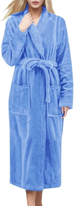 Terry Cloth Robes For Women Plus Size Soft Kimono Hooded Plush Shower Spa Bathrobe Long Sleeve Loungewear Nightgown