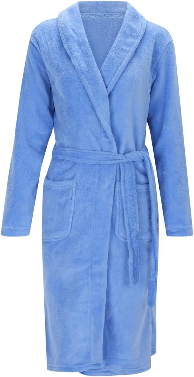 Terry Cloth Robes For Women Plus Size Soft Kimono Hooded Plush Shower Spa Bathrobe Long Sleeve Loungewear Nightgown
