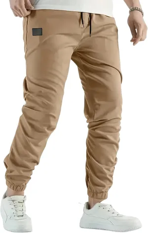 Thatrich Mens Joggers Sweatpants Chino Cargo Pants Slim Hiking Pant Trendy Streetwear Casual Trousers Twill Joggings Wear