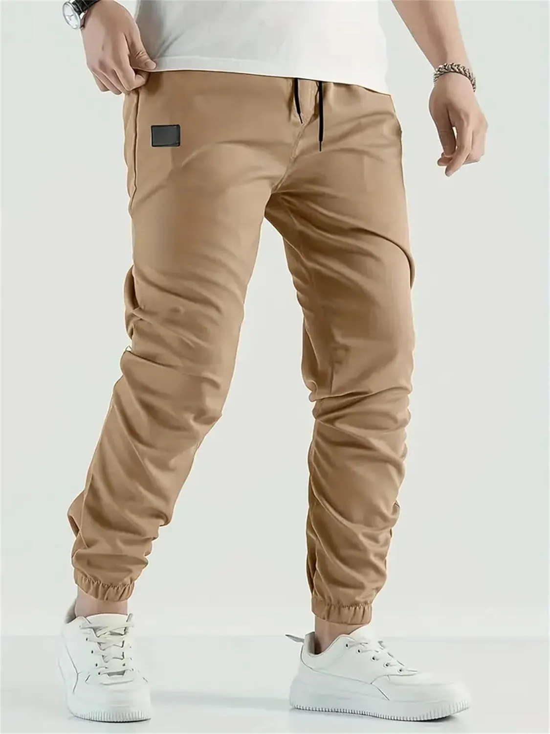 Thatrich Mens Joggers Sweatpants Chino Cargo Pants Slim Hiking Pant Trendy Streetwear Casual Trousers Twill Joggings Wear
