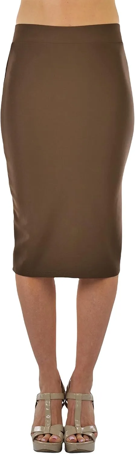 ToBeInStyle Women's Classic Bodycon Pencil Back Slit Scuba Skirt