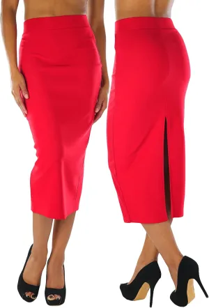 ToBeInStyle Women's Classic Bodycon Pencil Back Slit Scuba Skirt