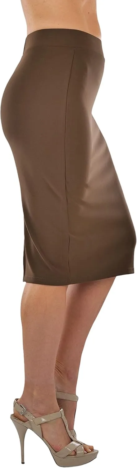 ToBeInStyle Women's Classic Bodycon Pencil Back Slit Scuba Skirt
