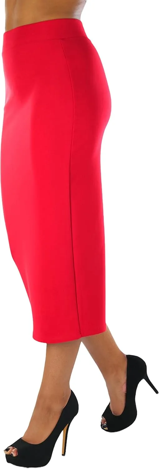 ToBeInStyle Women's Classic Bodycon Pencil Back Slit Scuba Skirt