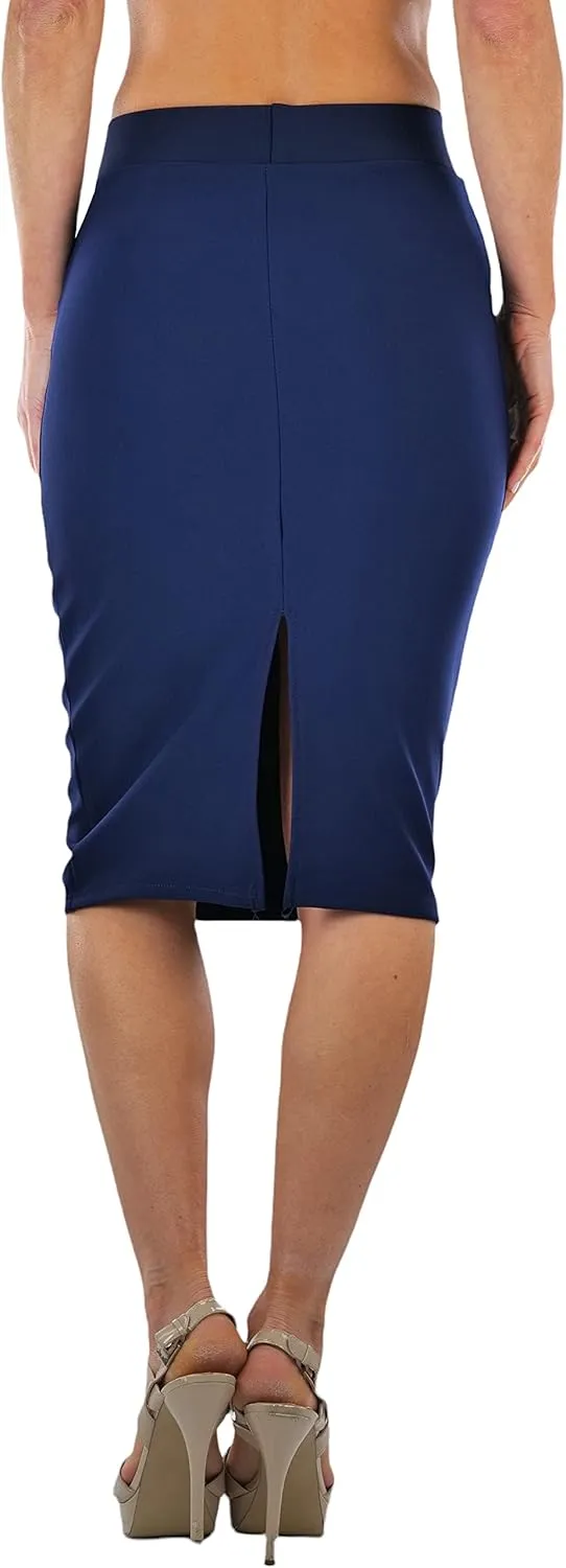 ToBeInStyle Women's Classic Bodycon Pencil Back Slit Scuba Skirt